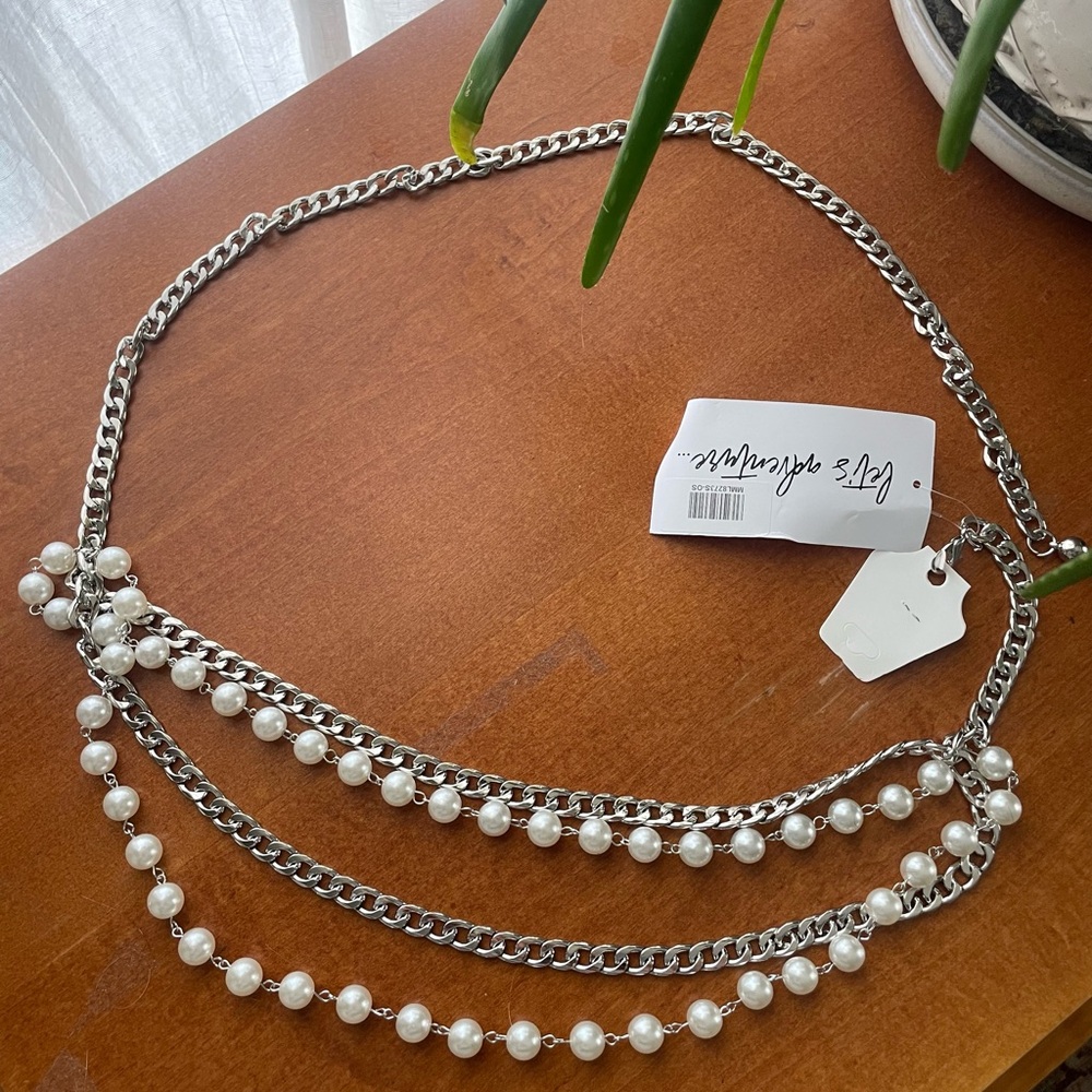 Silver and Pearl Chain belt
